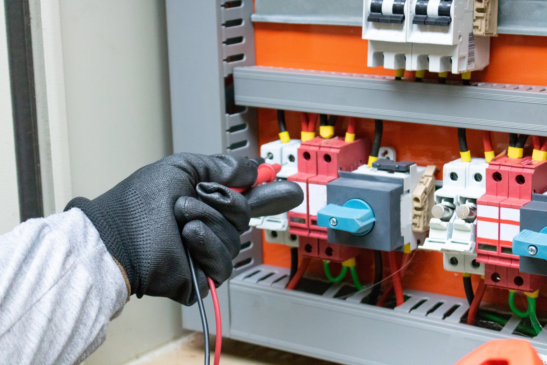 Cleaning and maintenance of the solar inverter. Solar energy concept image.