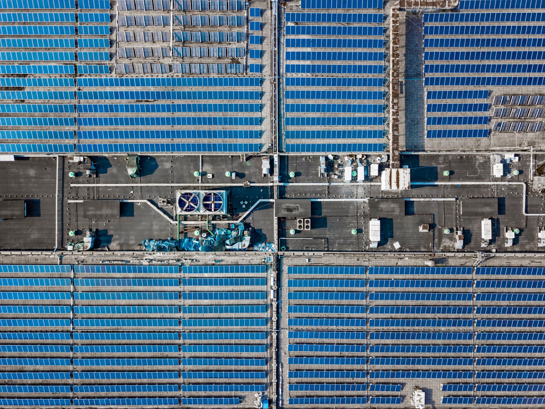 Solar panels on building roof